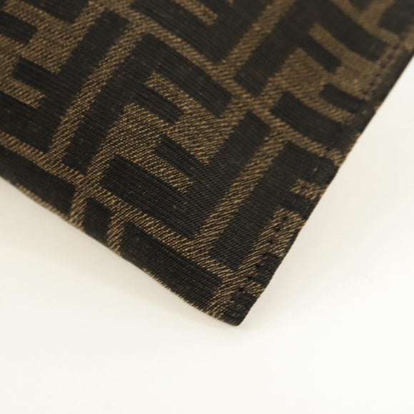 FENDI Zucca Canvas Clutch Bag Black Brown Auth 182892M
