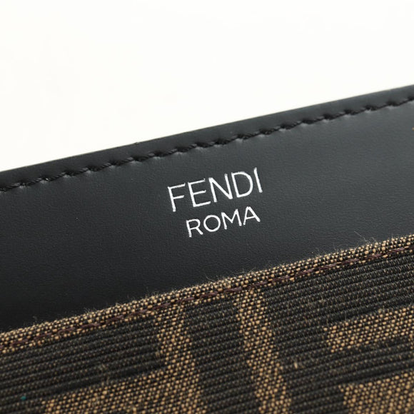 FENDI Zucca Canvas Clutch Bag Black Brown Auth 182892M