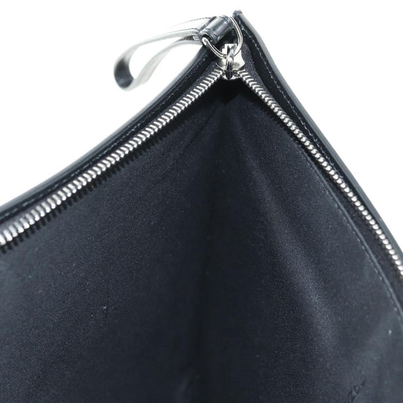 FENDI Zucca Canvas Clutch Bag Black Brown Auth 182892M