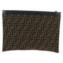 FENDI Zucca Canvas Clutch Bag Black Brown Auth 182892M-2