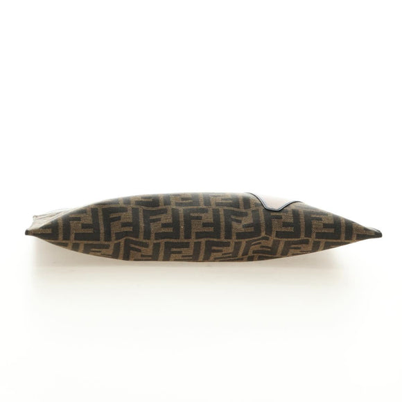 FENDI Zucca Canvas Clutch Bag Black Brown Auth 182892M