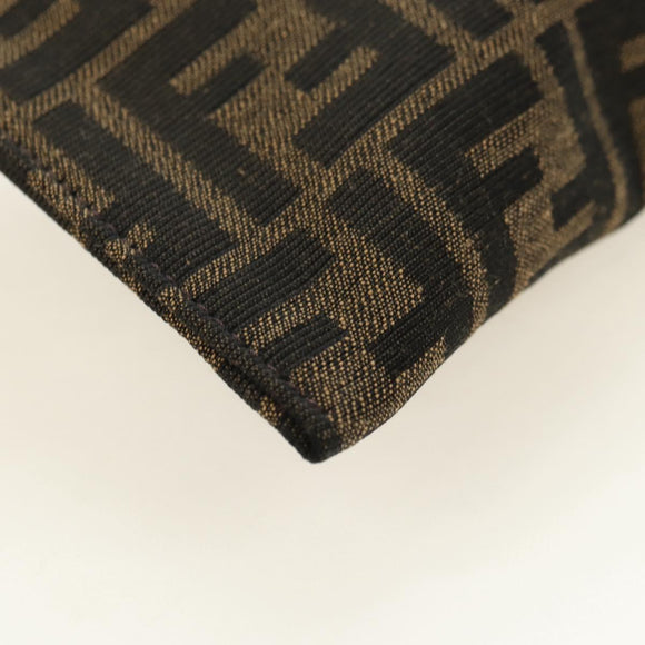 FENDI Zucca Canvas Clutch Bag Black Brown Auth 182892M