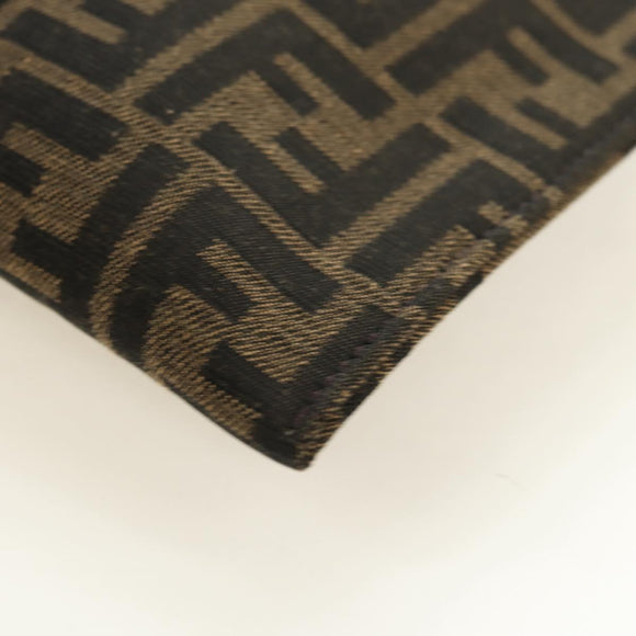 FENDI Zucca Canvas Clutch Bag Black Brown Auth 182892M