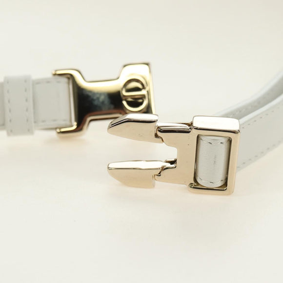 Christian Dior Canage Vibe Shoulder Bag Lamb Skin 2way White Gold Auth 182900SM