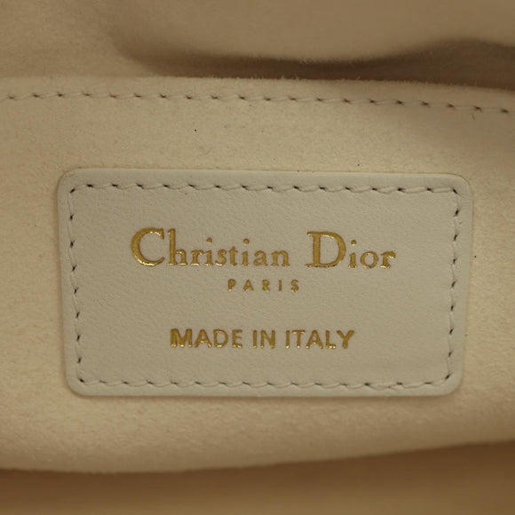 Christian Dior Canage Vibe Shoulder Bag Lamb Skin 2way White Gold Auth 182900SM