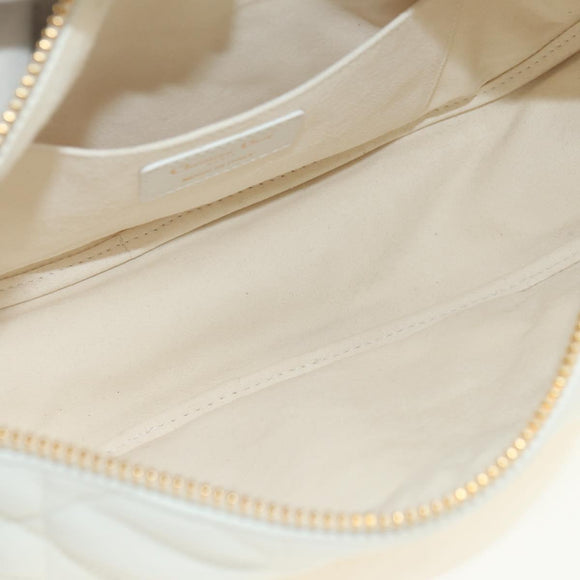 Christian Dior Canage Vibe Shoulder Bag Lamb Skin 2way White Gold Auth 182900SM