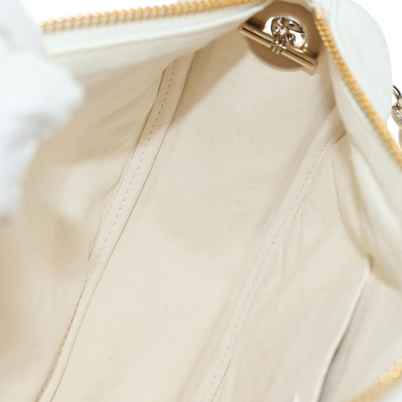 Christian Dior Canage Vibe Shoulder Bag Lamb Skin 2way White Gold Auth 182900SM