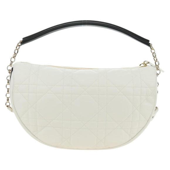 Christian Dior Canage Vibe Shoulder Bag Lamb Skin 2way White Gold Auth 182900SM