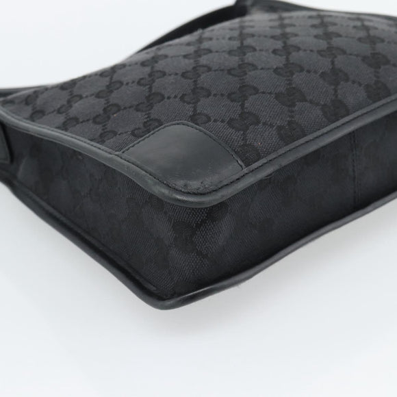 GUCCI GG Canvas Shoulder Bag Black Gold Auth 182901A