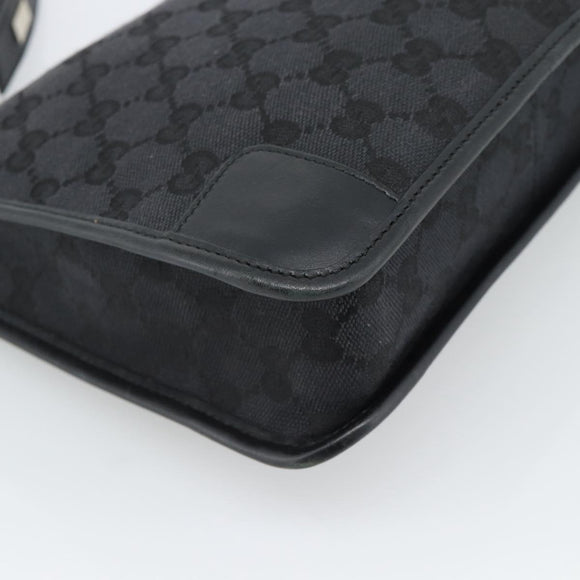 GUCCI GG Canvas Shoulder Bag Black Gold Auth 182901A