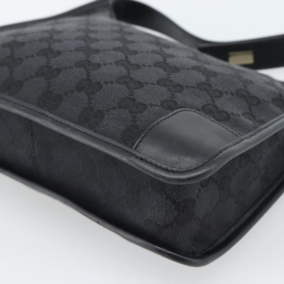 GUCCI GG Canvas Shoulder Bag Black Gold Auth 182901A