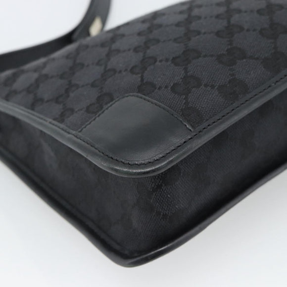 GUCCI GG Canvas Shoulder Bag Black Gold Auth 182901A