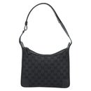 GUCCI GG Canvas Shoulder Bag Black Gold Auth 182901A-13