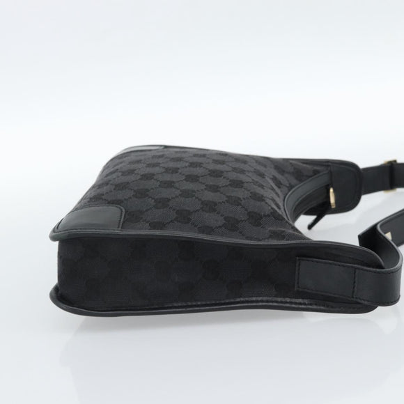 GUCCI GG Canvas Shoulder Bag Black Gold Auth 182901A