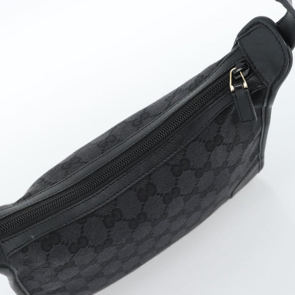 GUCCI GG Canvas Shoulder Bag Black Gold Auth 182901A