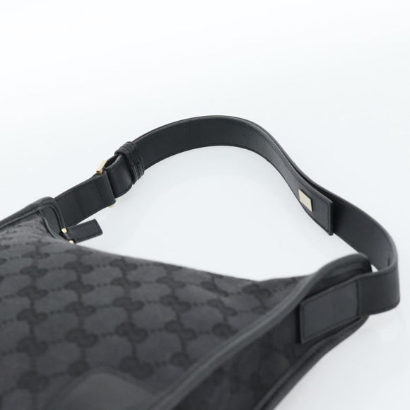 GUCCI GG Canvas Shoulder Bag Black Gold Auth 182901A