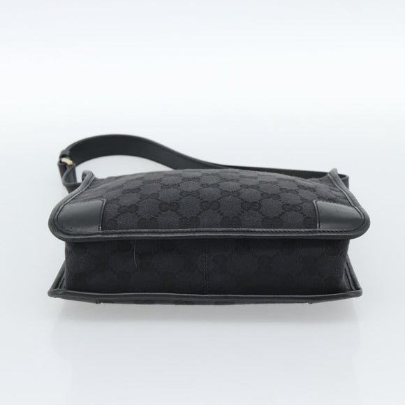 GUCCI GG Canvas Shoulder Bag Black Gold Auth 182901A