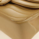 CHANEL Chain Shoulder Bag Lamb Skin Beige Gold CC Auth 182904SAV-14