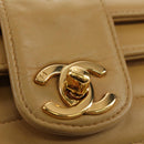 CHANEL Chain Shoulder Bag Lamb Skin Beige Gold CC Auth 182904SAV-17