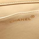 CHANEL Chain Shoulder Bag Lamb Skin Beige Gold CC Auth 182904SAV-20
