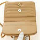 CHANEL Chain Shoulder Bag Lamb Skin Beige Gold CC Auth 182904SAV-24