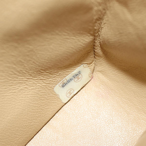 CHANEL Chain Shoulder Bag Lamb Skin Beige Gold CC Auth 182904SAV