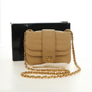 CHANEL Chain Shoulder Bag Lamb Skin Beige Gold CC Auth 182904SAV-12