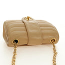 CHANEL Chain Shoulder Bag Lamb Skin Beige Gold CC Auth 182904SAV-6