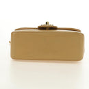 CHANEL Chain Shoulder Bag Lamb Skin Beige Gold CC Auth 182904SAV-5