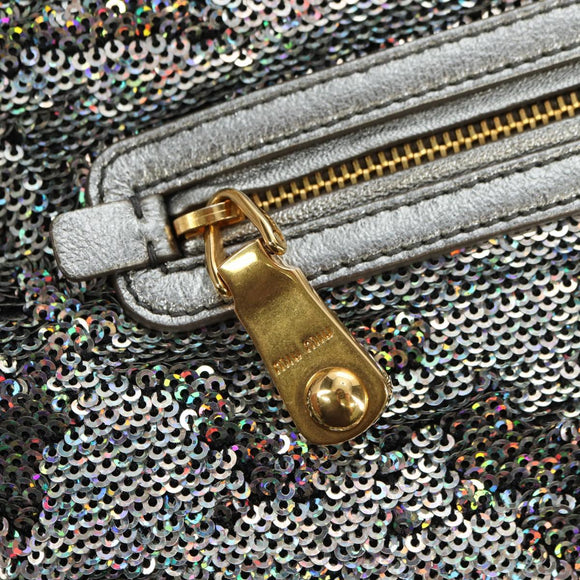 Miu Miu Shoulder Bag Sequin 2way Gold Silver Auth 182905SM