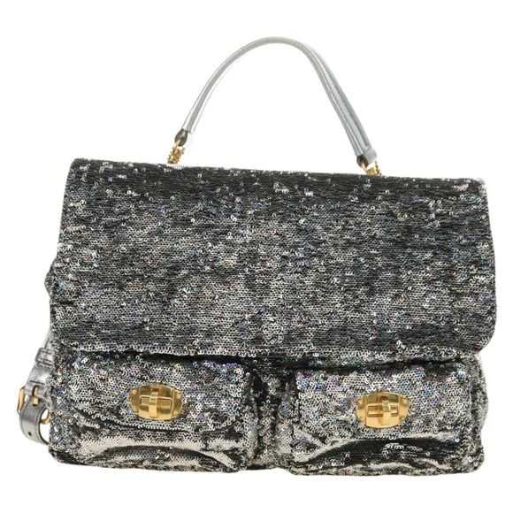 Miu Miu Shoulder Bag Sequin 2way Gold Silver Auth 182905SM