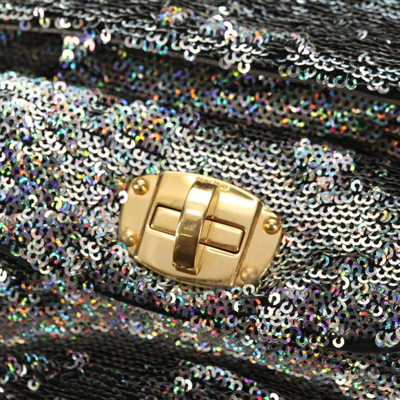 Miu Miu Shoulder Bag Sequin 2way Gold Silver Auth 182905SM