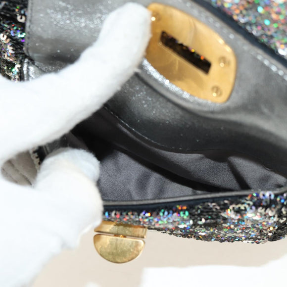 Miu Miu Shoulder Bag Sequin 2way Gold Silver Auth 182905SM