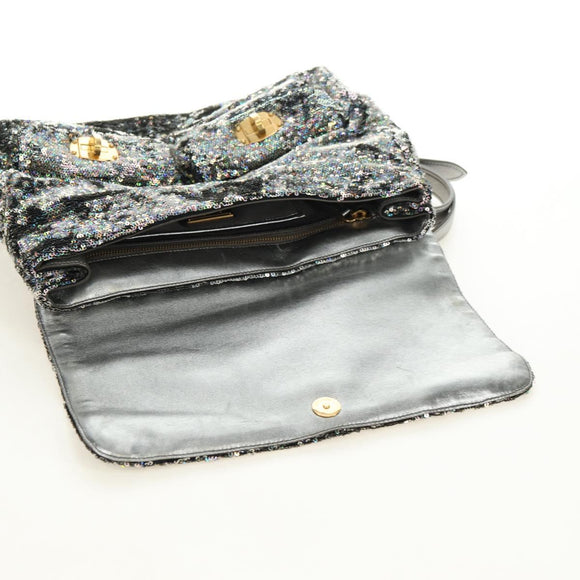 Miu Miu Shoulder Bag Sequin 2way Gold Silver Auth 182905SM
