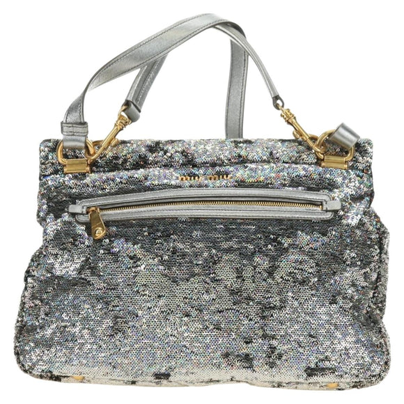 Miu Miu Shoulder Bag Sequin 2way Gold Silver Auth 182905SM