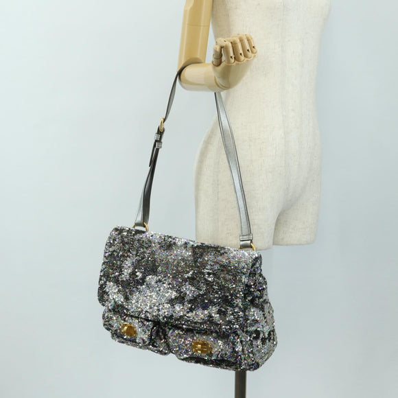 Miu Miu Shoulder Bag Sequin 2way Gold Silver Auth 182905SM