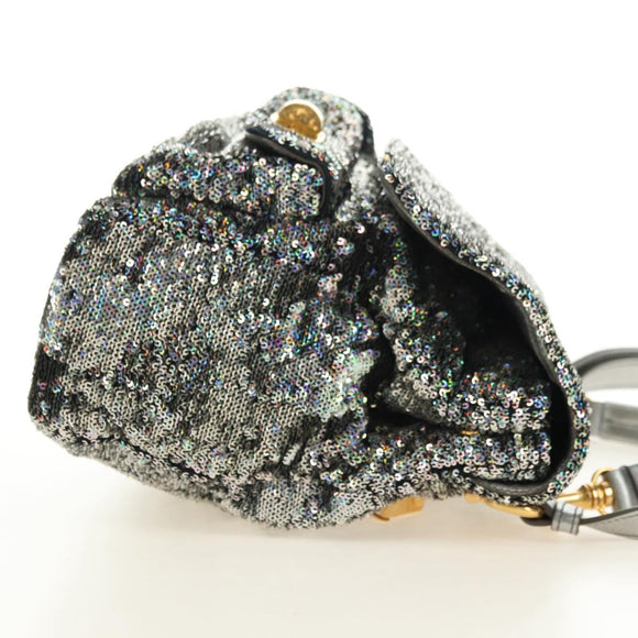 Miu Miu Shoulder Bag Sequin 2way Gold Silver Auth 182905SM