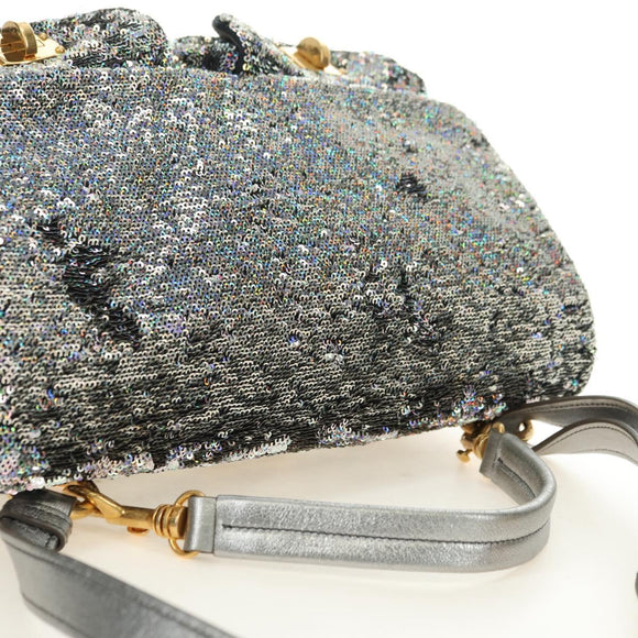 Miu Miu Shoulder Bag Sequin 2way Gold Silver Auth 182905SM
