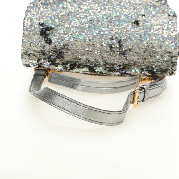 Miu Miu Shoulder Bag Sequin 2way Gold Silver Auth 182905SM