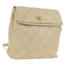 CHANEL Bicolore Rucksack Caviar Leder Beige Gold CC Auth 182907V-1