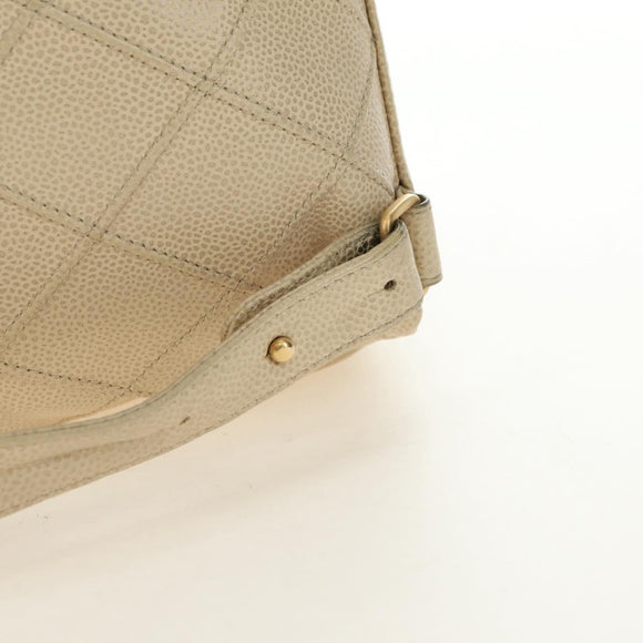 CHANEL Bicolore Rucksack Caviar Leder Beige Gold CC Auth 182907V