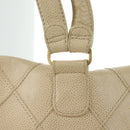 CHANEL Bicolore Rucksack Caviar Leder Beige Gold CC Auth 182907V-11