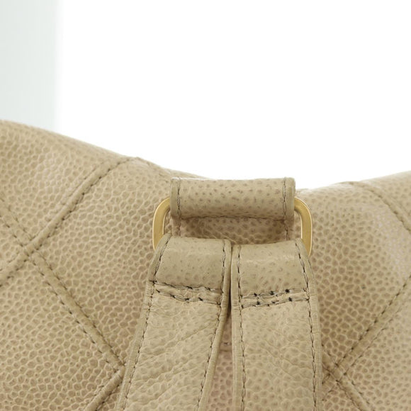 CHANEL Bicolore Rucksack Caviar Leder Beige Gold CC Auth 182907V