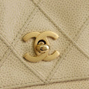 CHANEL Bicolore Rucksack Caviar Leder Beige Gold CC Auth 182907V-13