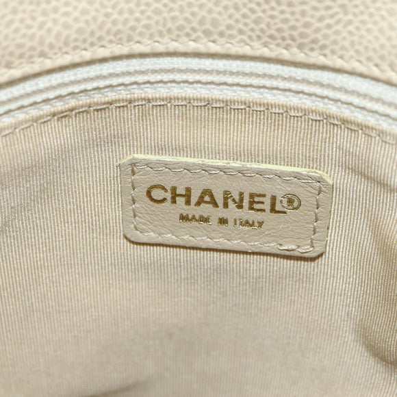 CHANEL Bicolore Rucksack Caviar Leder Beige Gold CC Auth 182907V