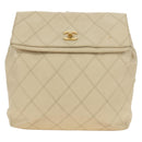 CHANEL Bicolore Rucksack Caviar Leder Beige Gold CC Auth 182907V-2