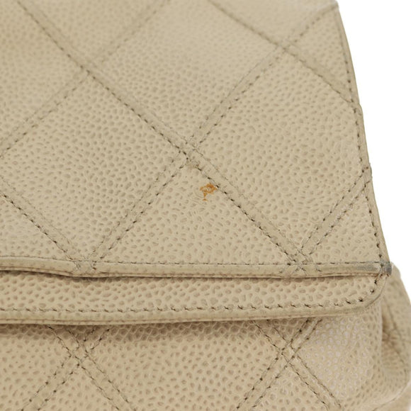 CHANEL Bicolore Rucksack Caviar Leder Beige Gold CC Auth 182907V