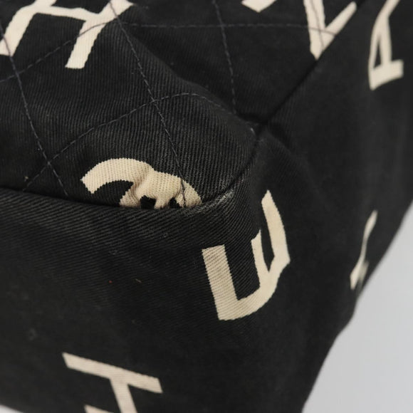 CHANEL Matelasse Hand Bag Canvas Black Gold CC Auth 182910