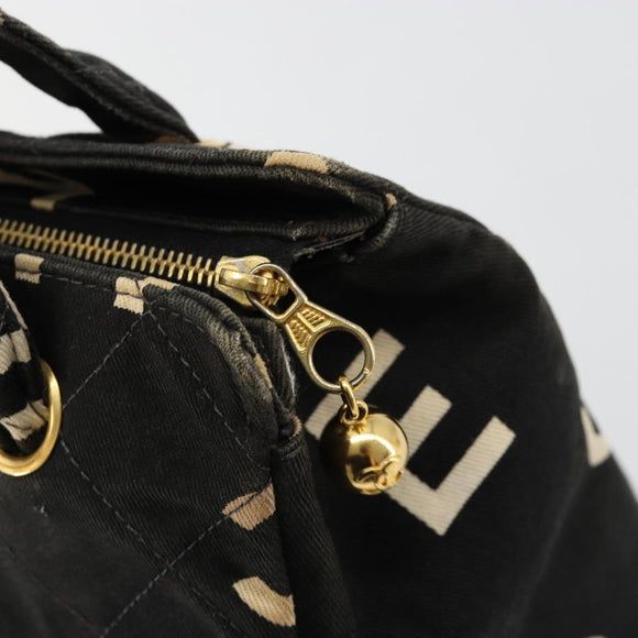 CHANEL Matelasse Hand Bag Canvas Black Gold CC Auth 182910