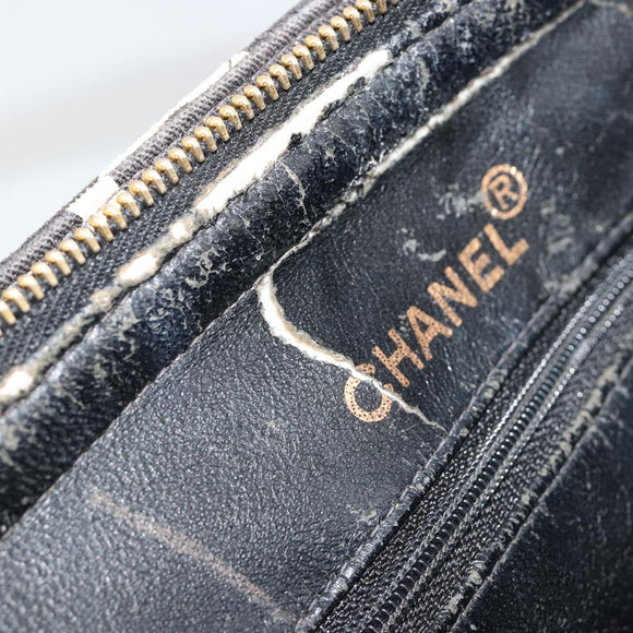 CHANEL Matelasse Hand Bag Canvas Black Gold CC Auth 182910